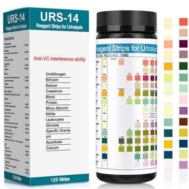 125 Strips - Urine Test Strips for Urinalysis 14 Parameters - Testing Kit for Kidney, Liver, UTI, Ketone, Protein and 9 More