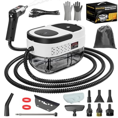 Handheld Steam Cleaner for Home, 2500W High Temperature Pressurized Machine, 1.6L Water Tank, Handle-Controlled Steam Output, Portable Cleaning Steamer for Car, Bed Bug, Furniture, Couch (White)