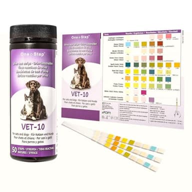 One Step Pet Urine Testing Strips, 50 x Urinalysis Parameter Tests for Dogs, Cats, Vets, Accurate Testing for Veterinarians, Detects UTI, Diabetes, Bladder, Kidney, Liver, SG, pH, Glucose