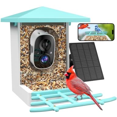 isYoung Smart Bird Feeder with Camera, AI Identify 16,000+ Birds, 5W Solar, 170° View, Motion Detection – Ideal Gift for Bird Lovers