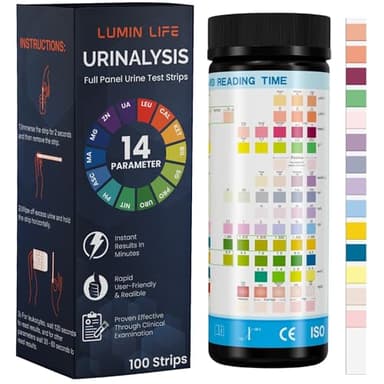 100 Urine Test Strips 14 parameters UTI Test Strips for women and men | Accurate Streps for Urinary Tract, Testing Kit for UTI, Keto Diet, Hydration, Proteinuria - RBC, PRO, BIL, PH, SGR, CRE, KET, SG and More
