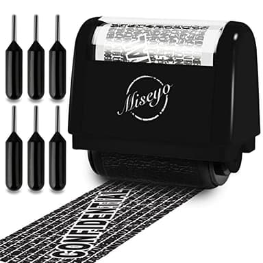 Miseyo Identity Theft Protection Roller Stamp Set - Black (6 Refill Ink Incleded)