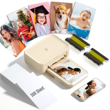 HPRT CP4100 Photo Printer - Portable 4x6 Bluetooth Instant Picture Printer + 108 Sheets & 2 Ribbon, Mobile, Premium Dye Sublimation - 300 DPI Display Resolution - Editing App for Fun, Creative Photos