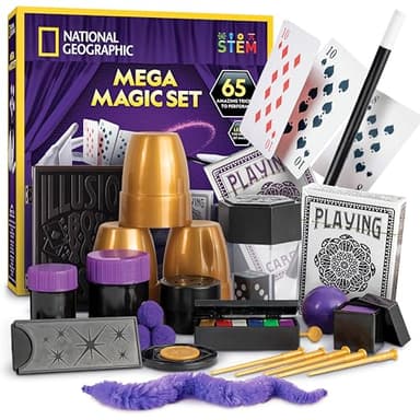 National Geographic Mega Magic Set - 65 Magic Tricks for Kids to Perform with Step-by-Step Video Instructions Provided by a Professional Magician