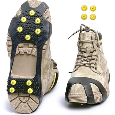 EWENYS Ice & Snow Grips for Shoes and Boots, Removable Snow Shoe Spikes, Anti Slip Ice Grippers for Trekking, Hiking, Jogging in Winter Outdoor(L)