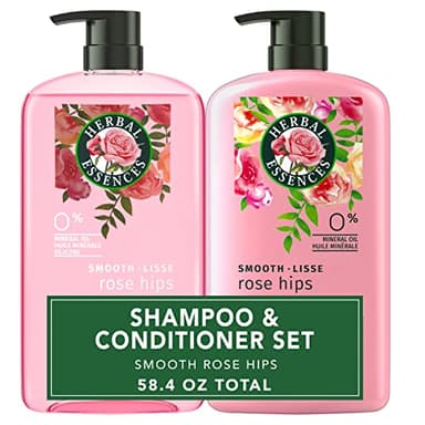 Herbal Essences Shampoo & Conditioner Set, Smooth Collection, Paraben-Free, Color-Safe, with Rose Hips & Vitamin E, 1.73 L Total (2 Count of 865 mL Each)