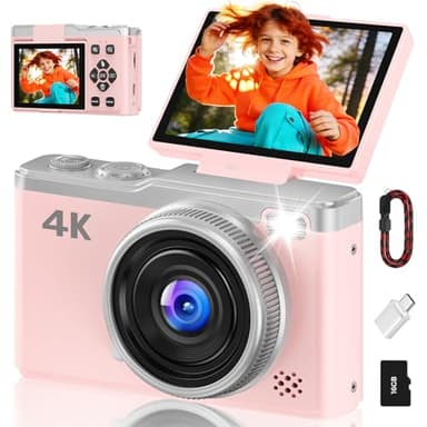 Digital Camera,Maxmango 64MP Autofocus Vlogging Camera for YouTube with 16G, 2.4" 180° Flip Screen Point and Shoot Travel Compact Camera Photo with 16X Zoom for Teens Adults Beginners