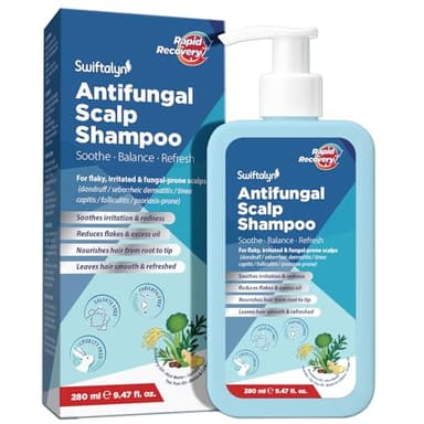 Antifungal Shampoo for Seborrheic Dermatitis & Folliculitis: Psoriasis, Dandruff Shampoo for Men & Women – Soothes Itchy, Flaky Scalp – Sulfate-Free Formula 280ml(9.47 fl.oz.)