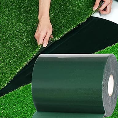 LMHOME Double Sided Artificial Grass Tape (6 Inch X 33 Feet) Self Adhesive Synthetic Grass Tape, Indoor Outdoor Carpet Tape For Concrete, Joint Fixing, Lawn View