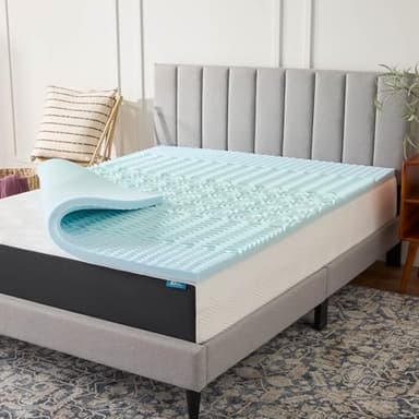 LUCID 2 Inch Gel Memory Foam Plush - Cooling Targeted Convoluted Comfort Zones Mattress Topper - Full
