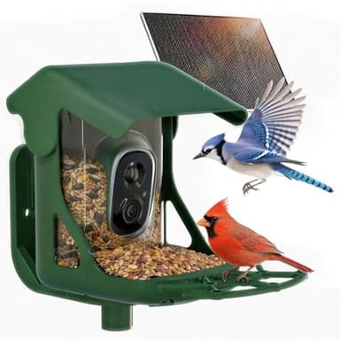 CINMOORE No-Monthly-Fees Solar Bird Feeder w/ 4MP Camera, Free AI Birds Species Identification, 2.5K Smart Bird House with Camera, Live View & Playback, Instant Arrival Alerts, Ideal for Bird Lovers