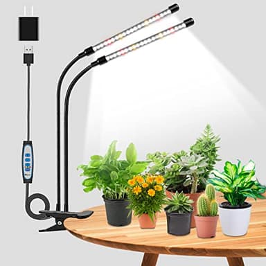 Wolezek Grow Lights for Indoor Plants, 6000K 40 LEDs Full Spectrum Plant Grow Lights Indoor, White Grow Lamp with Clip, Auto ON & Off Timer 6/12/16H, 3 Modes, 5-Level Dimmable Brightness