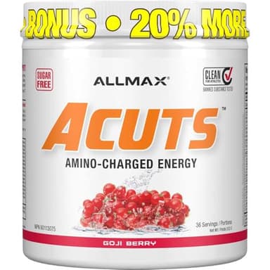ALLMAX Nutrition - AMINOCUTS (A:CUTS) - Weight-Management BCAA (L-Carnitine + Taurine + EAAs) - Goji Berry - dye free - 252 Gram - 36 Servings
