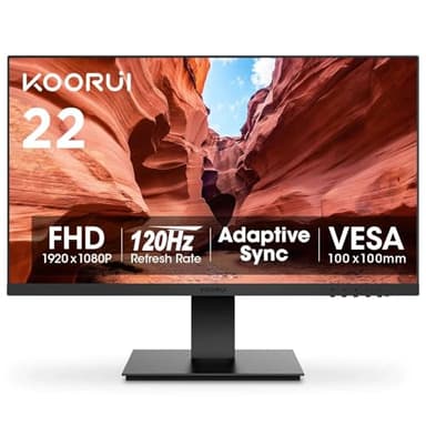 KOORUI 22 Inch Computer Monitor, FHD 1080P VA Desktop Display, 100HZ Ultra Thin Bezel/Eye Care/Ergonomic Tilt, HDMI VGA Ports LED Monitor for PC, VESA Mounting