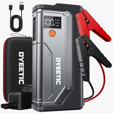 Dyeetic 6000A Jump Starter, 12V Car Battery Booster Pack(All Gas and 10.0L Diesel Engine)，26800mAh Car StarterSmart Jumper Cables, Portable Power Bank with USB QC3.0，Flashlight
