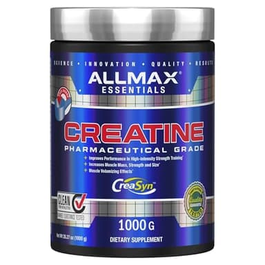 Allmax Creatine Monohydrate - Aid Muscle Growth & Strength Gains, No Artificial Ingredients - 1000g - 5g per Serving - 200 Servings