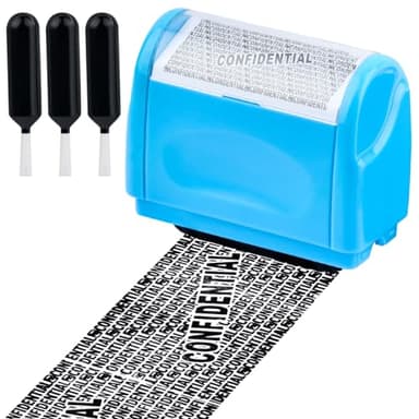 OctBird Identity Theft Protection Roller Stamp Wide Kit, Confidential Roller Stamp with 3 Pcs Security Stamp Ink Refills, Wide Roller Security Privacy Stamp Protector for Anti-Theft