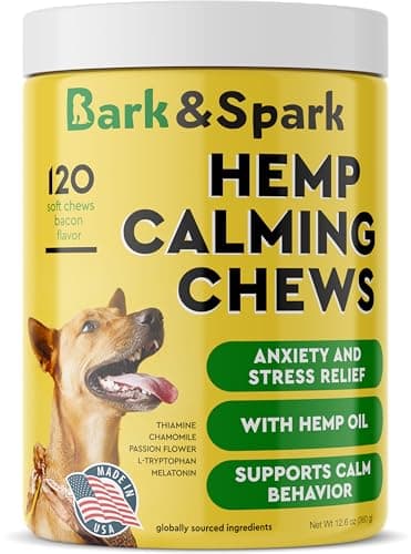 Calming Hemp Treats for Dogs - Made in USA with Hemp Oil - Anxiety Relief - Separation Aid - Stress Relief During Fireworks, Storms, Thunder - Aggressive Behavior, Barking - 120 Soft Chews