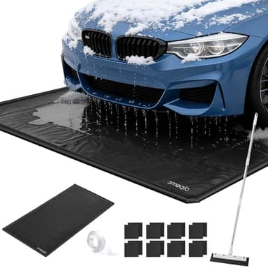 SMOQIO Garage Floor Mat, Containment Mats for Vehicles with Raised Edges Waterproof, Non-Slip Heavy-Duty 1000D PVC Parking Tapis for Floor Against Snow, Rain & Mud