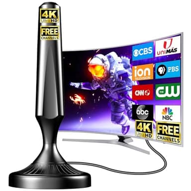 Indoor TV Antenna for Canada Local Channels, Long Range 360° Reception TV Antenna with Magnetic Base, Supports 4K 1080p UHF VHF, Free CBC CTV Global Channels for Smart & Old TVs, No Monthly Fee