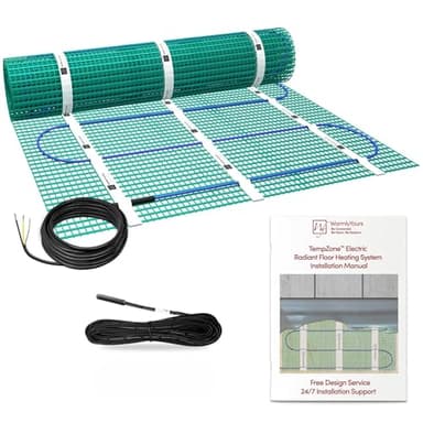 WarmlyYours Radiant Floor Heating System 3 x 5 ft. - Electric Heated Floor Mat Provides Fast, Even Radiant Heat - Ideal In Floor Heating for Bathroom Install Under Tile and Stone (TempZone Easy Mat)