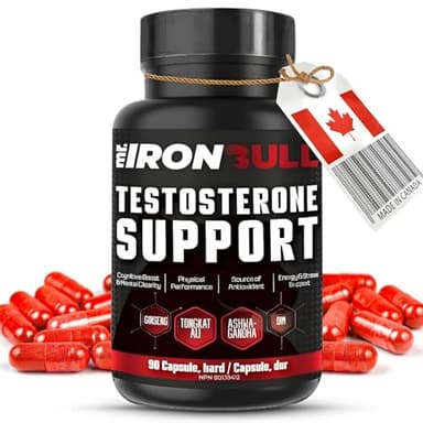 16-in-1 Testosterone Support & Advanced Men's Energy & Vitality Complex Formula | Made in Canada | High-Potency Herbal with Ashwagandha, Tongkat Ali, Maca, Tribulus, Ginseng, DIM, Horny Goat Weed, Boron, Vitamins & Minarels |Libido ,Muscle Building, Endurance, Male Vitality, Workout Recovery & Energy Support | Improved Mood & Male Reproductive Health | 90 Capsules