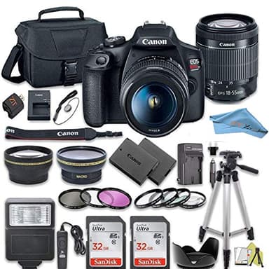 Canon EOS Rebel T7 DSLR Camera Bundle with Canon 18-55mm Lens + 2pc SanDisk 32GB Memory Cards + Accessory Kit (18-55mm)