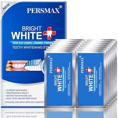PERSMAX Teeth Whitening Strips – Professional Dentist Approved, Gum-Safe Formula, 14 Treatment, 28 Non-Slip Strips Kit, Pain-Free Express Whitening in 30-Min, Easy to Use for Bright Smile