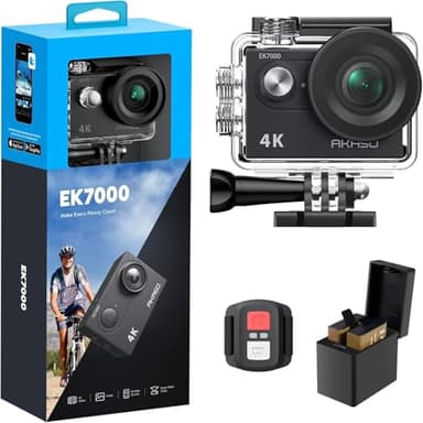 AKASO EK7000 4K30FPS 20MP WiFi Action Camera with EIS Ultra HD 131FT Waterproof Underwater Camera Remote Control 4X Zoom Support External Microphone Black