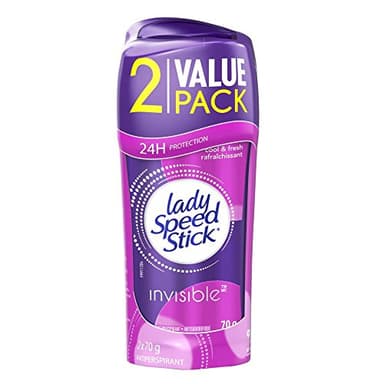 Lady Speed Stick Invisible Solid Antiperspirant Deodorant, Cool & Fresh, 2 x 70g (Twin Pack) – 24-Hour Protection Against Sweat & Odor, Clear Formula for No Residue, Daily Use Natural Deodorant