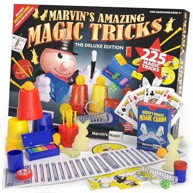 Marvin's Magic - Kids Magic Set - Box of Tricks, Amazing Tricks for Kids - Made Easy Range - Includes Wand, Card Tricks, Much More - Suitable for Ages 6 and Up - 225 Illusions